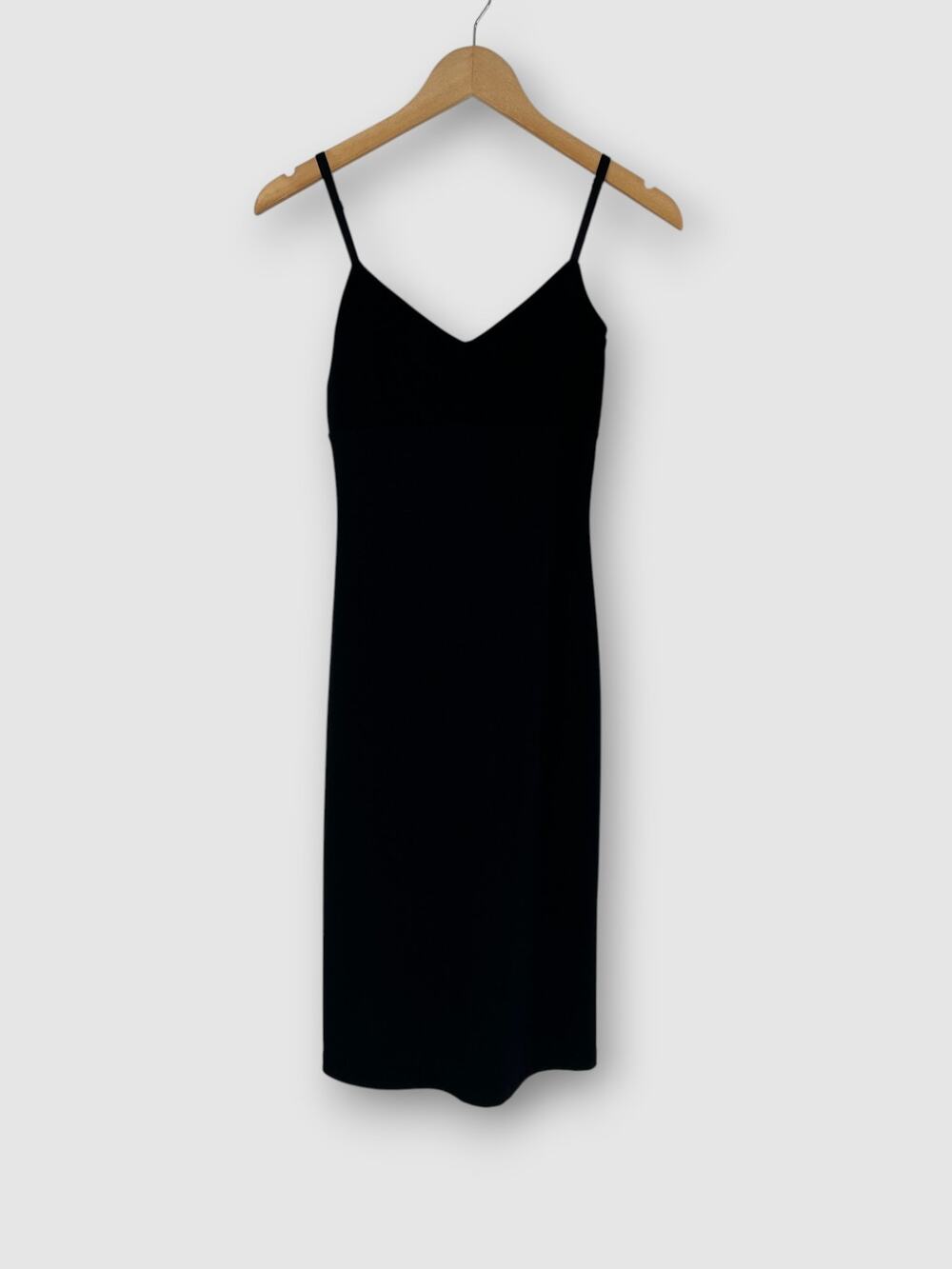 Vintage 90s Y2k Evolution Black Stretch Midi Slip Dress Size Small